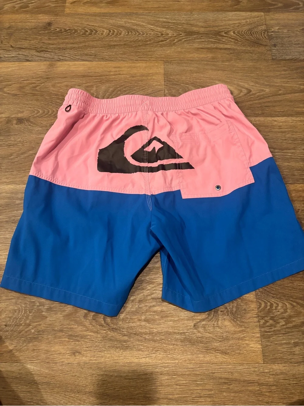 Quiksilver Butt Logo Volley Shorts Pink Blue Colorblock 7 Inch Mens Medium